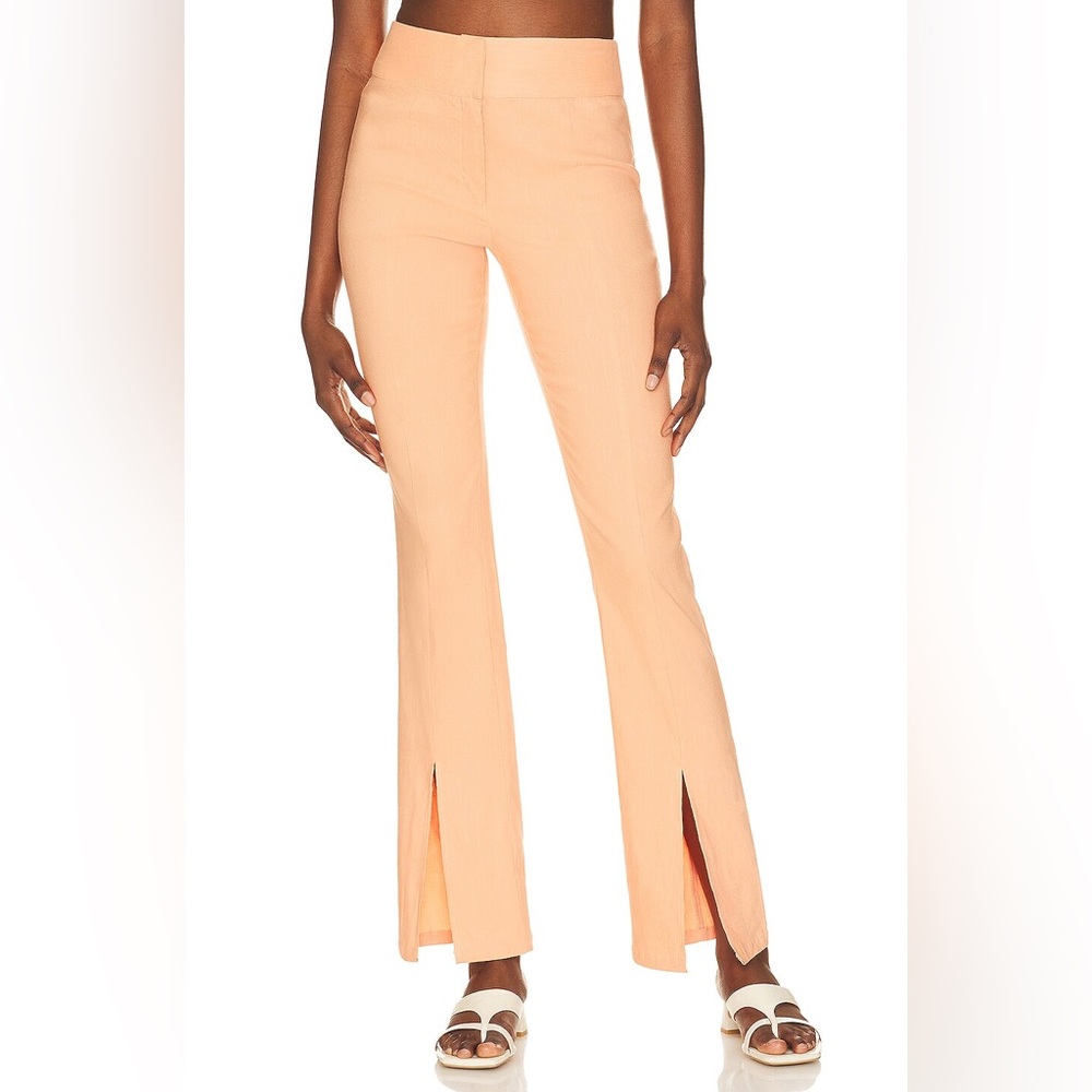 Lovers + Friends Linen Blend Split Hem Prudence Pants Coral